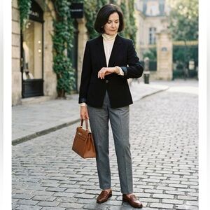 Tahari Arthur S. Levine Black One-Button Blazer Professional Tailored Jacket 14